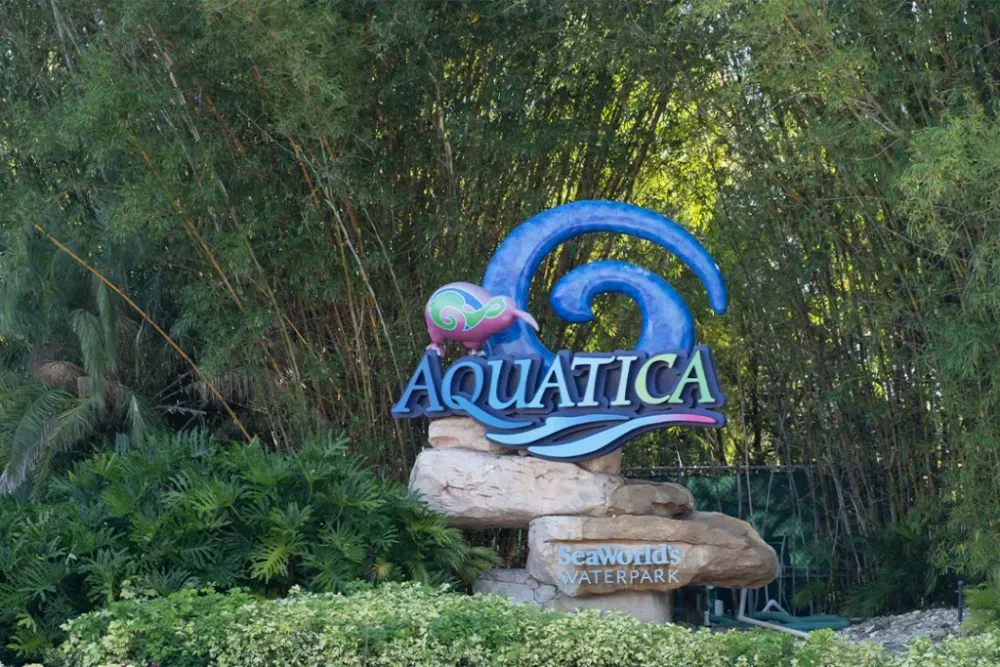 Orlando, Fl, USA - January 6, 2022: Aquatica sign in Orlando, Fl, USA. Aquatica is Sea World's Waterpark.